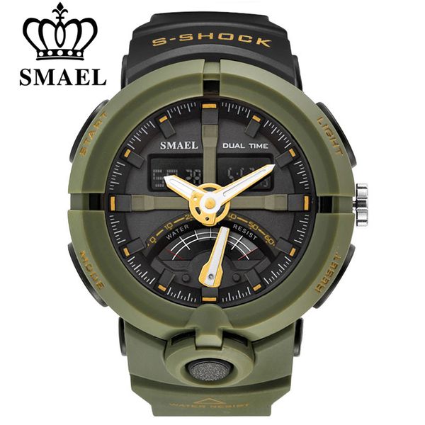 

new watch smael brand watch men fashion casual electronics wristwatches clock digital display outdoor sports watches 1637, Slivery;brown