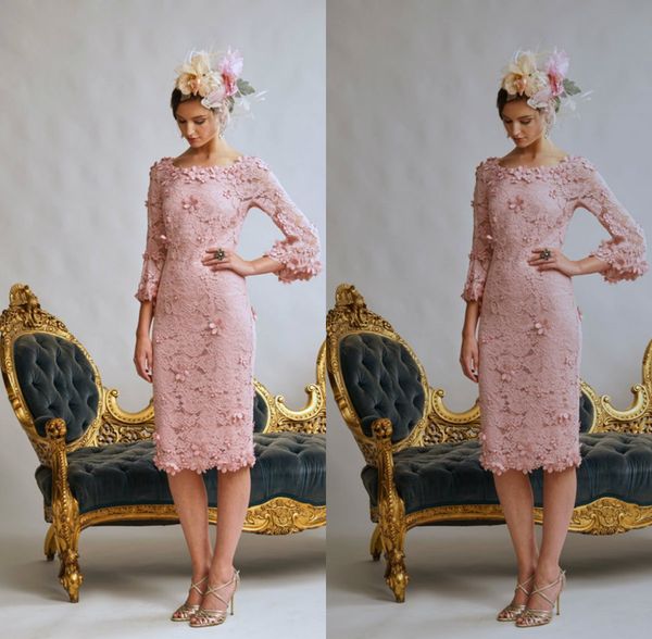 

jillharvey sheath mother of the bride dresses jewel neck wedding guest dress long sleeve applique knee length evening gowns, Black;red