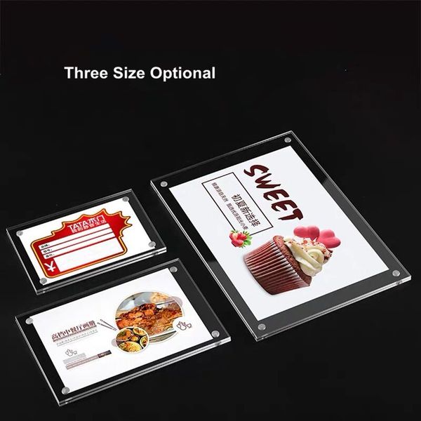 

90x55mm new style wall mount adhesive transparent acrylic price label tag rack table sign card paper holder frame display stand