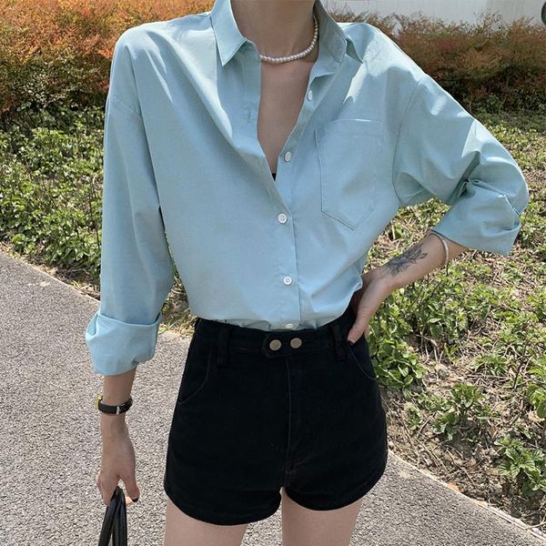 

women summer blouse korean style fashion clothing long sleeve womens vintage shirts office feminina 2020 summer new, White