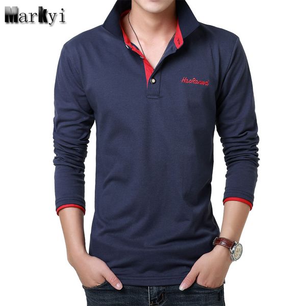 

Markyi 2017 Fashion Embroidered Mens Polo Shirts Brands 23 Colors Casual Polo Long Sleeve Shirts For Men Size 3xl