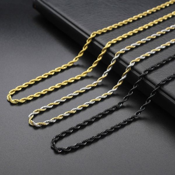 

men's stainless steel curb cuban necklace 3mm 4mm 5mm gold black flat women cute men chain snake necklace trends jewelry gifts, Silver