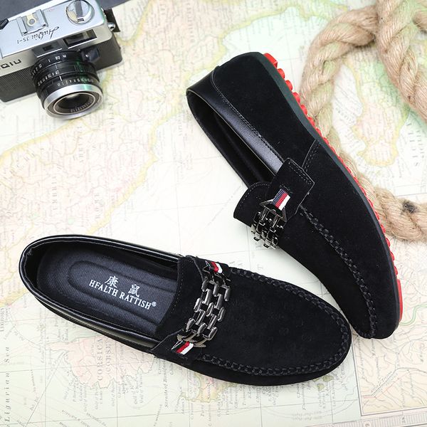 

red bottoms loafers black men shoes slip on men's leisure flat shoes fashion male breathable moccasin loafers driving shoes t07