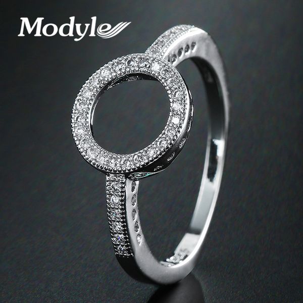 

modyle 2018 sell white gold color forever clear black cz circle round finger rings for women jewelry, Slivery;golden