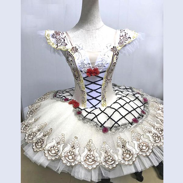 

italy beige raymonda ballet dance costumes dress for stage flower decoration,stiff tulle classical ballet dance pancake tutu, Black;red