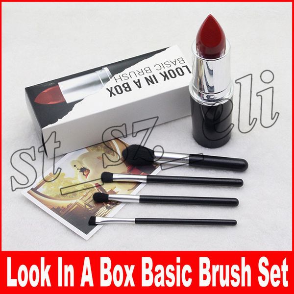 

makeup look in a box basic brush 4pcs/set brushes set lipstick shape holder tools
