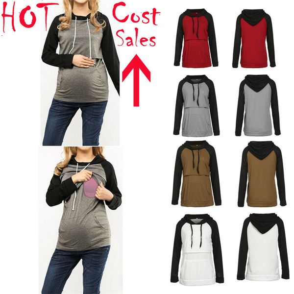 

2019 brand new autumn winter nursing hoodies maternity clothes hooded breastfeeding hoodie, White