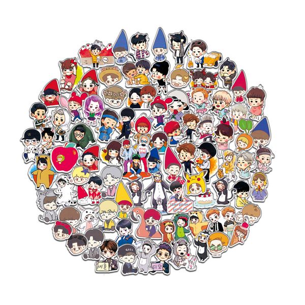 

kpop stickers exo suitcase cup phone book decal 100pcs pack set, Blue;slivery
