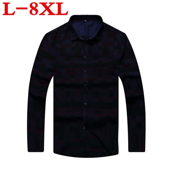 

плюс размер 8xl 6xl 5xl мужчины оксфорд повседневная рубашка с длинным рукавом сыпучие fit удобная печать рубашка mens высокого качества пла, White;black