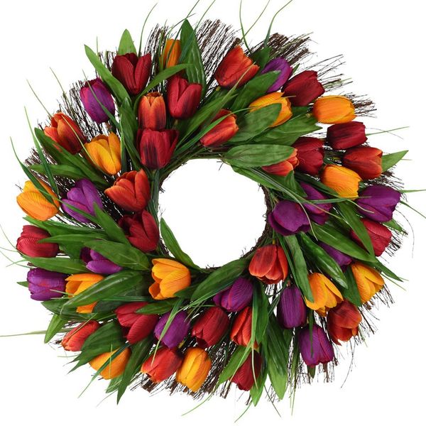 

tulip wreath door wreath artificial flower tulip floral twig door summer for front