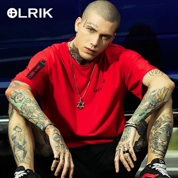 

OLRIK Mens Designer T Shirts 3 Color Summer High Quality Oversized T Shirt New Men Hip Hop Short Sleeved T-shirts Fashion Tees Tops