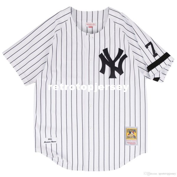 

mariano rivera new york #42 mitchell & ness retro 1995 home jersey, Black;blue