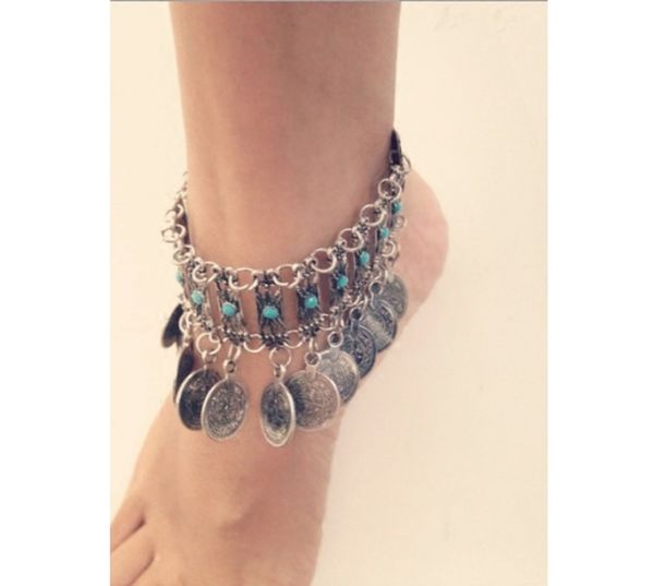 Bohemio Hojas Gotas De Agua Pulsera De Pie Tobilleras Borla