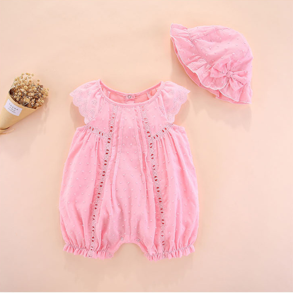 

infant newborn baby girl clothes summer baby girl rompers+hat floral cotton lace overalls baby girl clothing sets, Blue