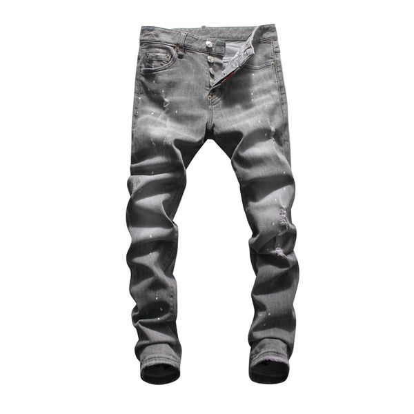 

2020 новые мужчины проблемные рваные байкерские джинсы slim fit мотоцикл байкер деним для мужчин модный дизайнер хип-хоп мотоцикл мужские уз, Blue