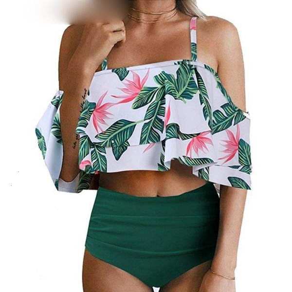 

бикини высокой талией бикини для женщин сексуальный купальник печать купальники 2019 bikini set сборки плечо геометрическая купальнике женщи, White;black