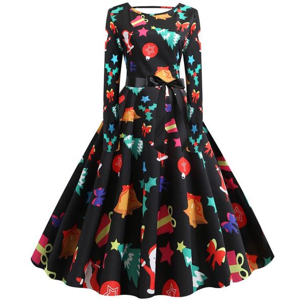 

3d digital print womens casual dresses fashion christmas print panelled womens expansion dresses designer females clothing, Black;gray
