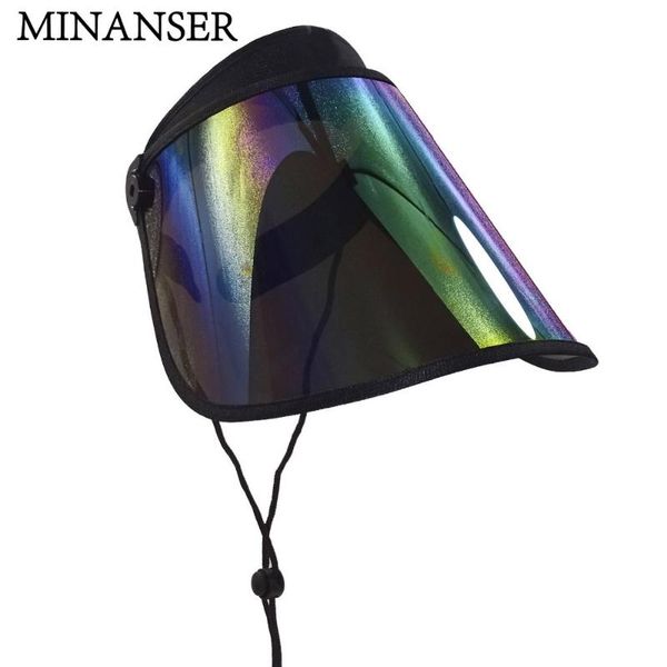 

sunshade hat bicycle women transparent sun hat colorful plastic space summer cap fashion show model pvc visor, Blue;gray