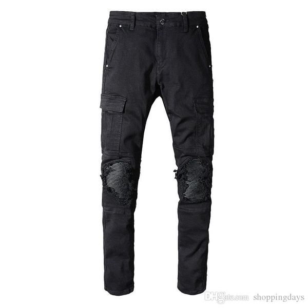 

мђжкие джин дизайнеѬ ripped man hip hop jeans каѬман джинове пѬме бѬки велоипеди, Blue