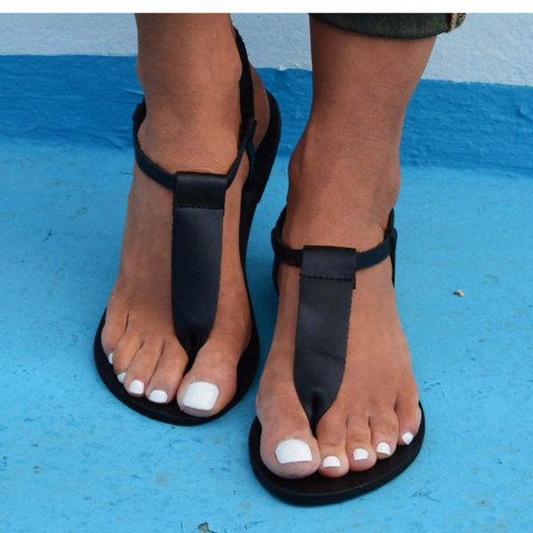 

fashion summer shoes women gladiator sandals bohemia style t-strap ladies sandals simple beach shoes sandalias mujer 2019, Black