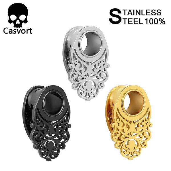 

casvort new arrival fashion ear plug tunnel body jewelry piercing ear gauges expander pair selling, Slivery;golden