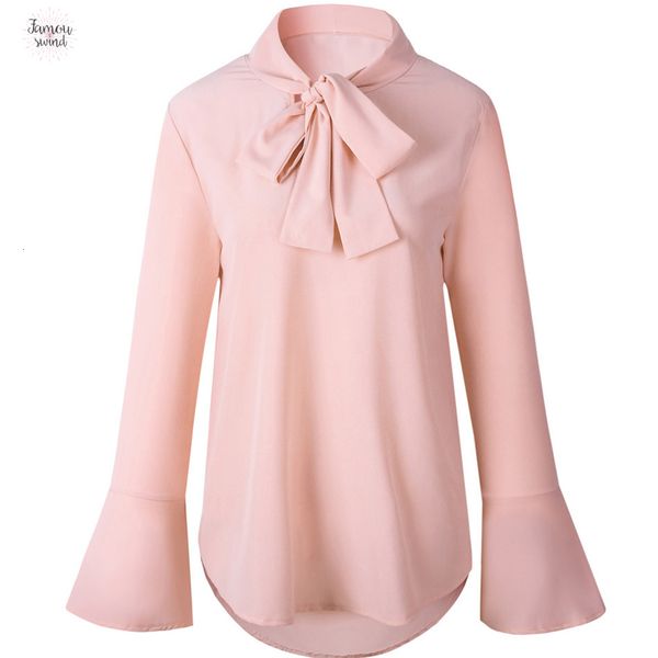 

work bow blouses neck long sleeve shirts women office tie slim bottoming spring autumn chiffon yellow black blusas, White