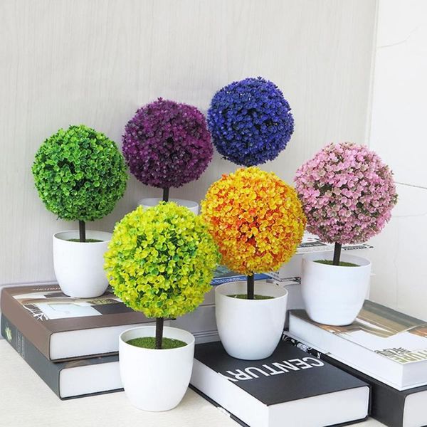 

fashion artificial potted ornament ary ball shape bonsai fake plant home garden decorative flowers artificial bonsai