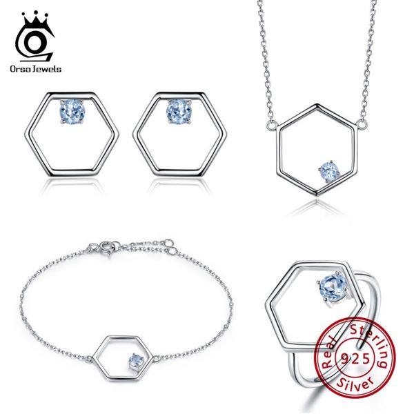 

orsa jewels solid 925 silver women set sterling jewelry sets genuine blue z female engagement wedding jewelry gift vs01, Black