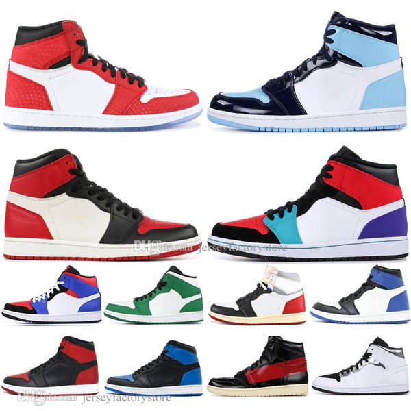 

1 og banned bred toe spider-man unc 1s 3 men basketball shoes chicago royal blue white mens luxury designer sneakers sports