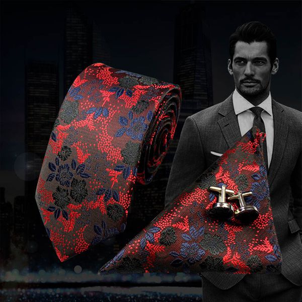 

3pcs new men's fashion business jacquard tie ties and handkerchiefs cufflinks set men's wedding party suit fashion neck tie, Blue;purple