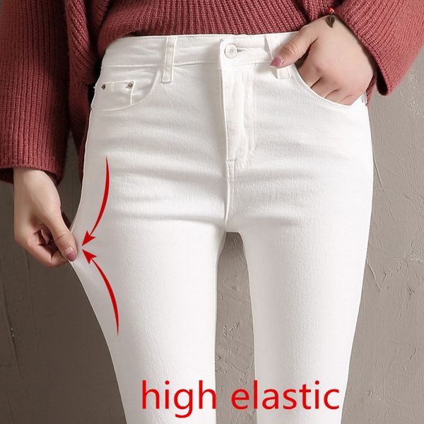 

2019 spring summer women jeans skinny denim pants female vintage slim casual elastic stretch jeans demin pencil pant trousers, Blue