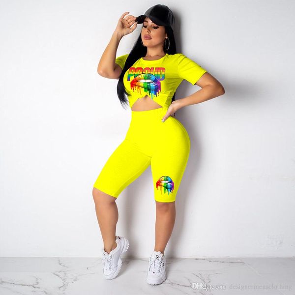 

женщины помады напечатанных 2pcs костюмы лето crew neck одежда летняя sexy повседневного колено костюмы, Gray