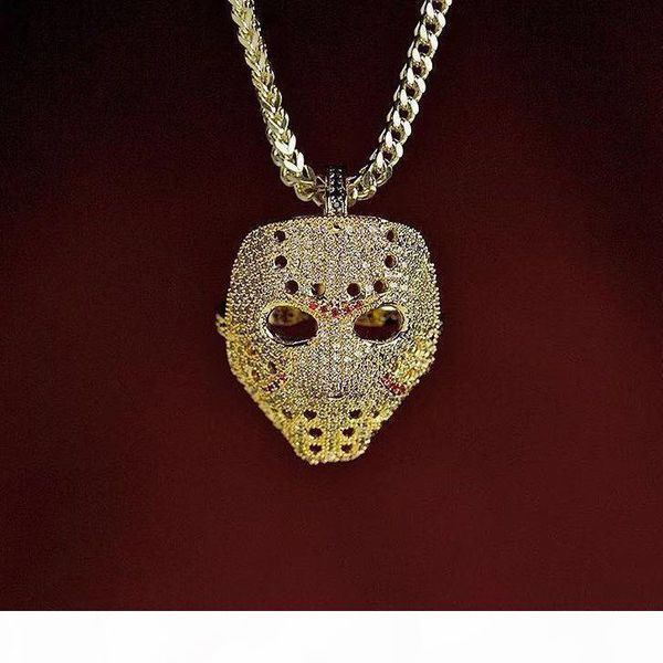 

урожай iced out маска ожерелье с золотой цепи мода хип-хоп ювелирных изделий цирконом mens ожерелье, Silver