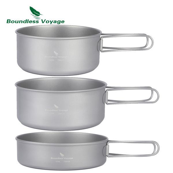 

boundless voyage outdoor ultralight 3pcs titanium pot pan set plate dish cookware tableware dinnerware set
