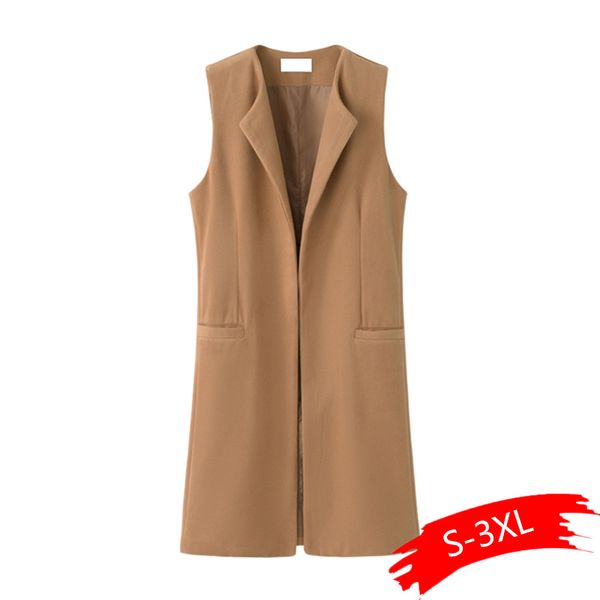 

women autumn spring long vest waistcoat lady office wear long waistcoat women coat casual sleeveless vest plus size, Black;white