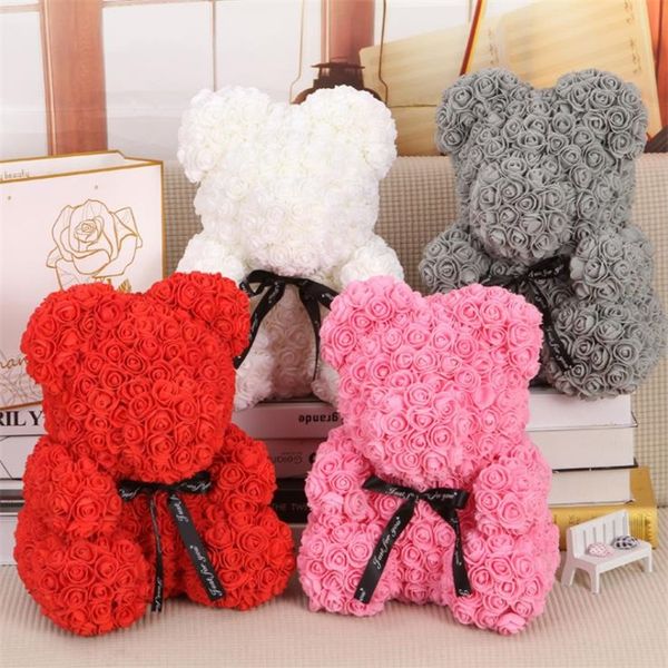 Oso Rosa Nueva Flor De Jab/ón del D/ía De San Valent/ín Flor Artificial Flor Eterna Creativa Abrazo Oso Oso Rosa 40cm