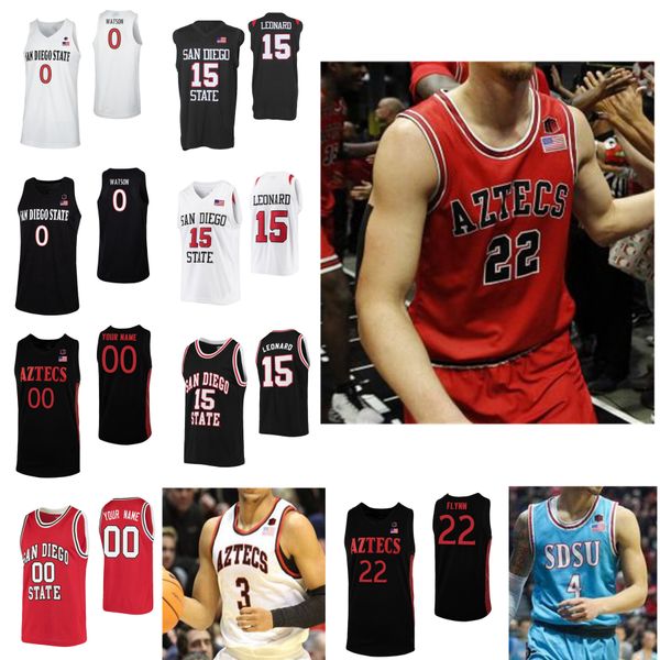 

custom san diego state aztecs college basketball jerseys mens ykawhi 15 leonard malachi flynn keshad johnson adam seiko aguek arop stitched, Black