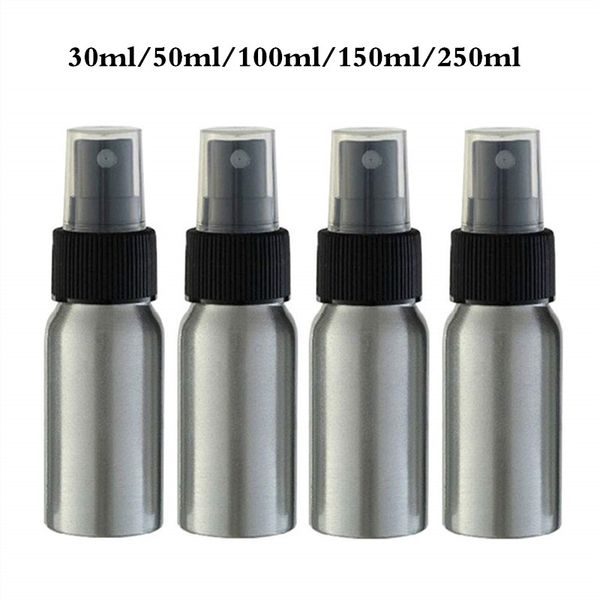 

30 50 100 250ml aluminum empty atomizer refillable perfume travel pray bottle with whiter black pray cap for e ential oil cleaning pro