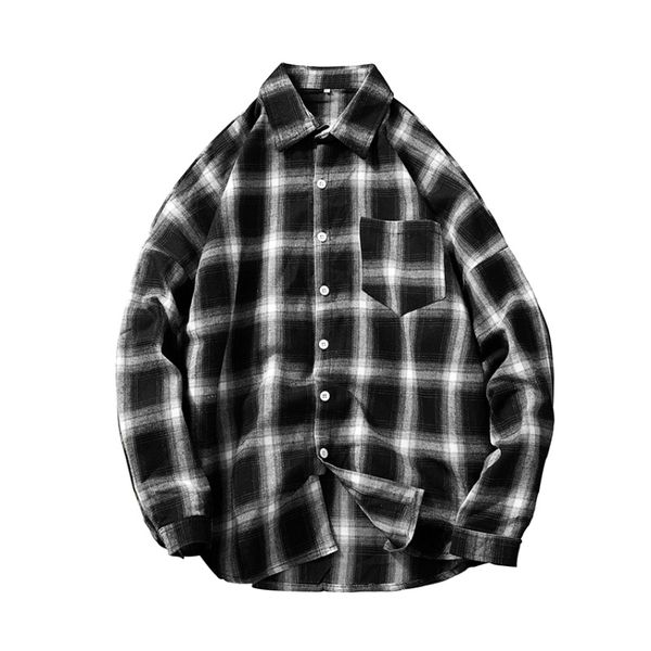

New Autumn Fashion Brand Men Clothes Slim Fit Men Long Sleeve Shirt Plaid Cotton Casual Shirt Social Plus Size M-5XL