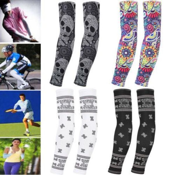

2019 new 1 pair cooling arm sleeves cover uv sun protection outdoor sports unisex, Blue;gray