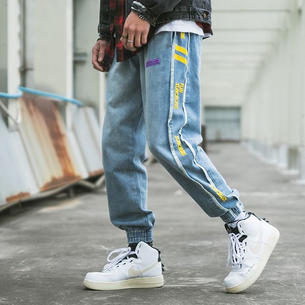 

casual men jeans straight slim cotton denim jeans men pants, Blue