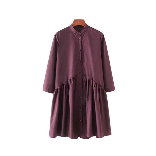 

womens blouses for women philosophy women pleated shirt dress three quarter sleeve stand collar casual basic ladies mini women, White