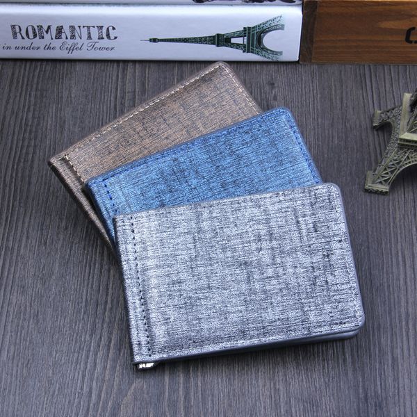 

fashion new wallet men women money clips black brown pu leather open clamp for dollar no zipper coin pocket gift