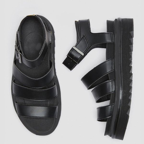 

luxury designer gladiator sandals women black summer causal shoes comfortable genuine leather buckle dr martin platform sandals size 35-40
