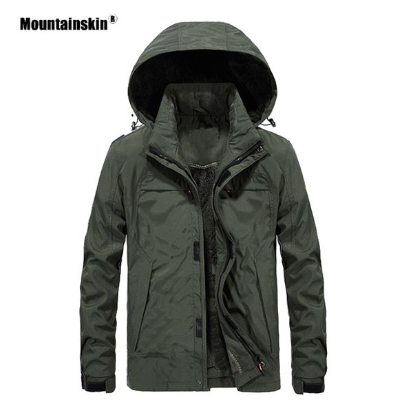 

mountainskin men's winter fleece jackets outdoor sports hiking hooded windproof camping trekking skiing male thick coats va425, Blue;black