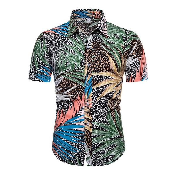 

2019 new summer mens short sleeve hawaiian shirts cotton casual floral shirts wave regular mens clothing fashion, White;black