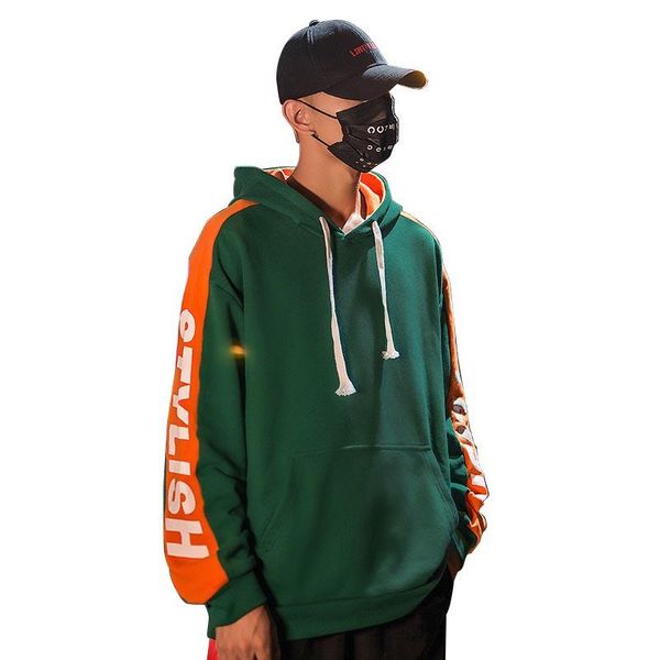 

men hoodies 2019 new arrival spring fashion streetwear hip-hop loose letter print pullover belt polyester size m-xxxl, Black