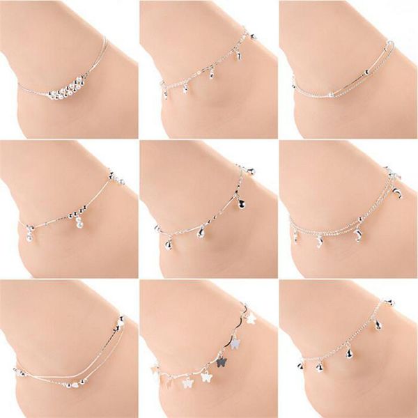 

wholesale 925 silver anklets fine fashion anklets more a choice make choose as gift, Red;blue