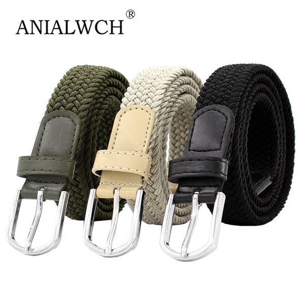 

110x2.6cm new design woman elastic braided belt female 2019 elastic mixed weave belts for women jeans belts cinto feminino f128, Black;brown