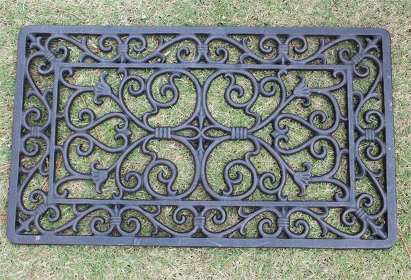 2019 Cast Iron Door Mat Small Durable Decorative Outdoor Scroll Doormat Home Kitchen Hallway Accessories Rectangular Home Garden Yard Decor Retro From